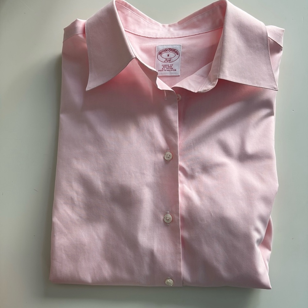 Brooks Brothers Fitted Non-Iron All Cotton Light Pink Women's Top Size 8
